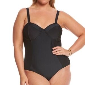 Paramour Black Mesh Panel Underwire Swimsuit